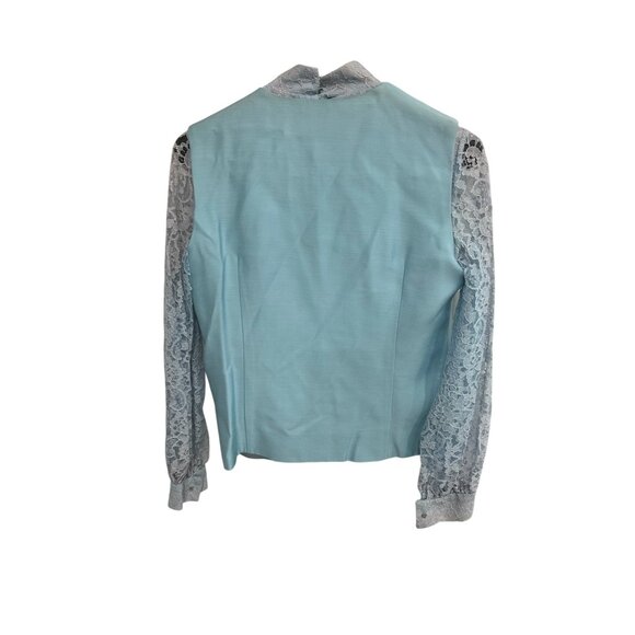 Vintage Jr. Theme Powder Blue Lace Sleeve Suit Bow Size 11 Retro Style Set - Picture 2 of 15